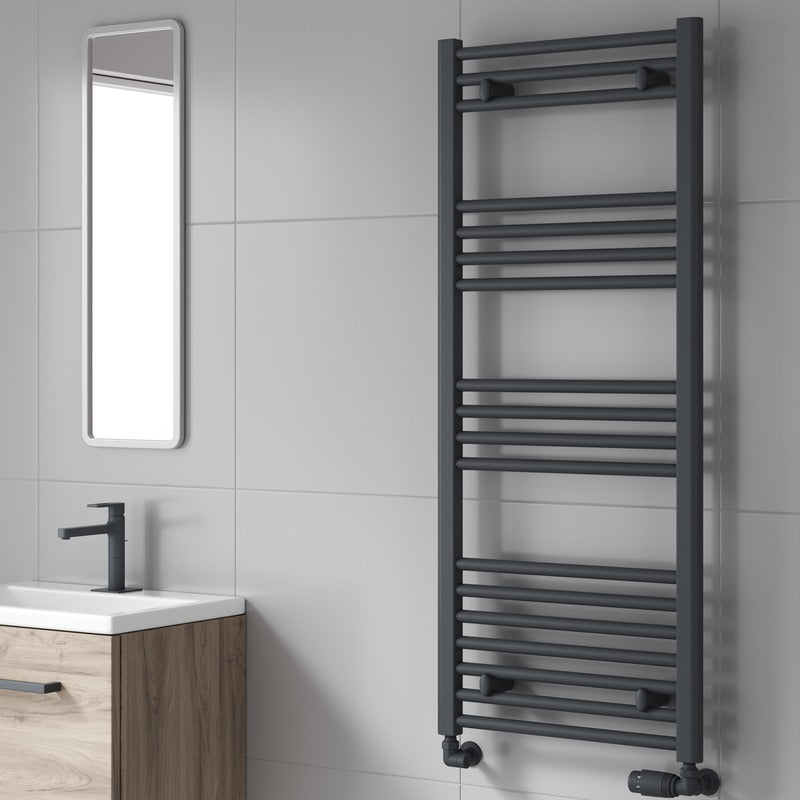 Reina Capo Flat Mild Steel Heated Towel Rail Anthracite