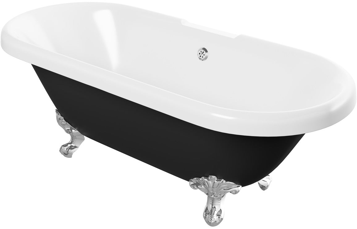 Everly Freestanding 1690x740x620mm 2TH Bath w/Feet - Black