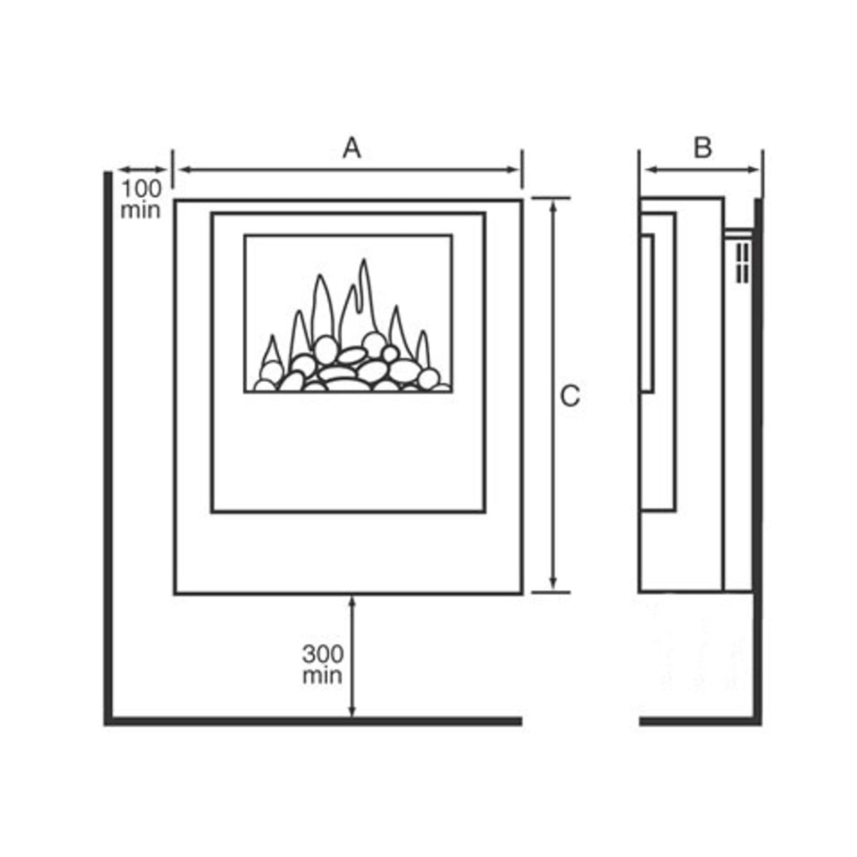 Dimplex Bach Wall Mounted Fire Place Drawing