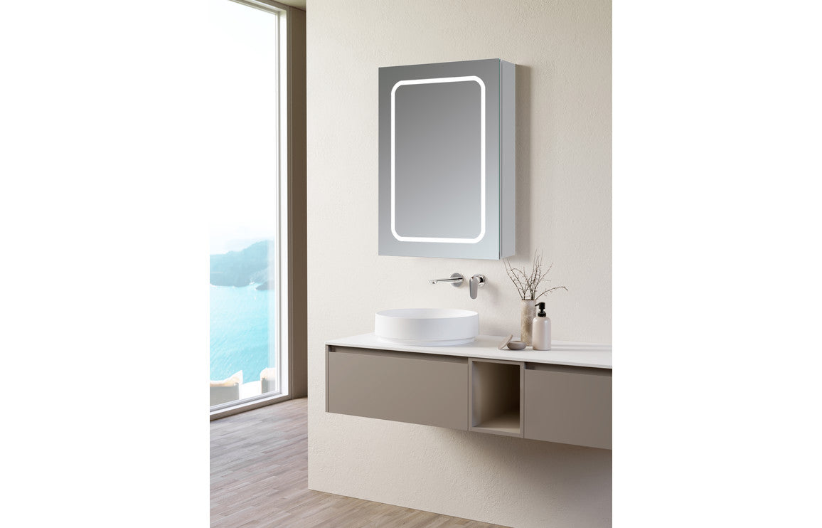Rhea 500mm 1 Door Front-Lit LED Mirror Cabinet