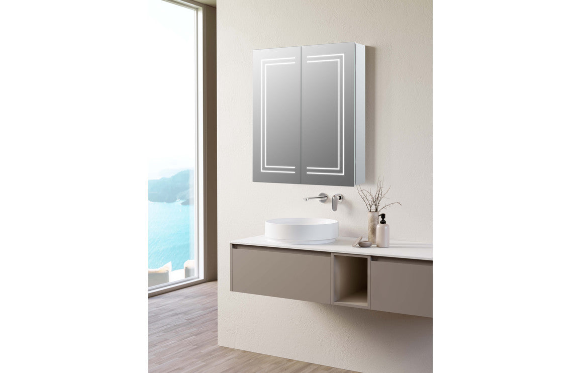 Shaula 600mm 2 Door Front-Lit LED Mirror Cabinet