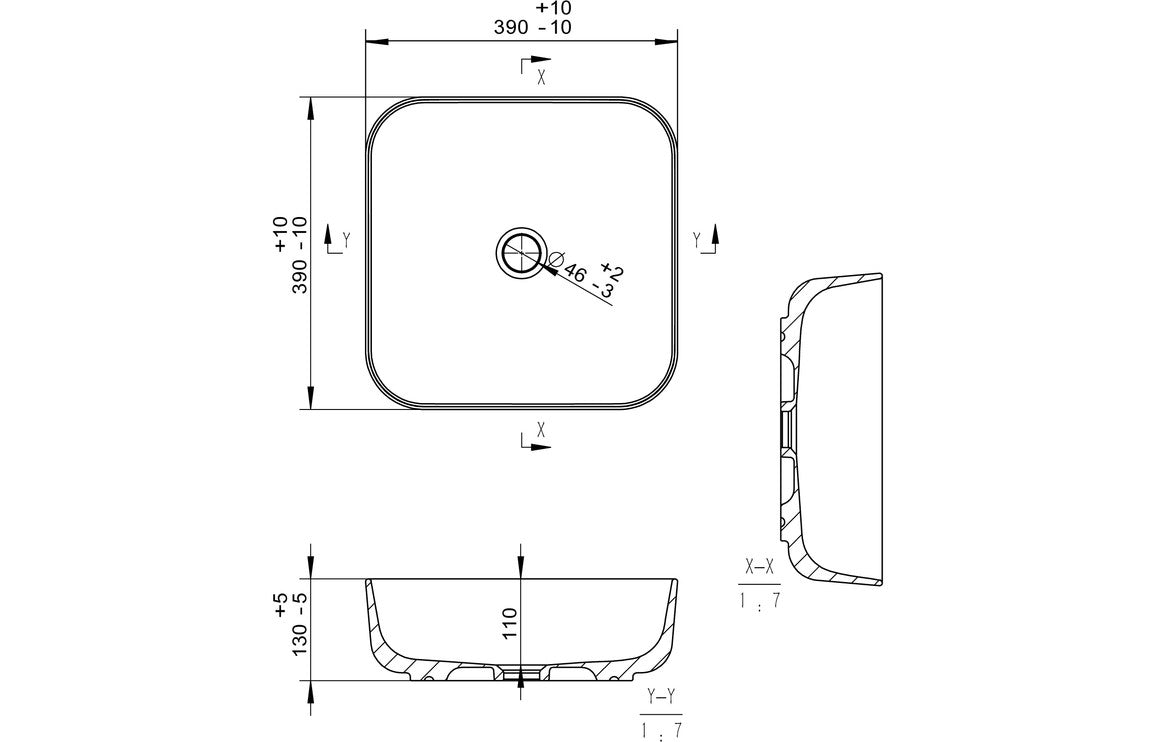 Orpheus 400mm Ceramic Square Washbowl & Waste - Matt White