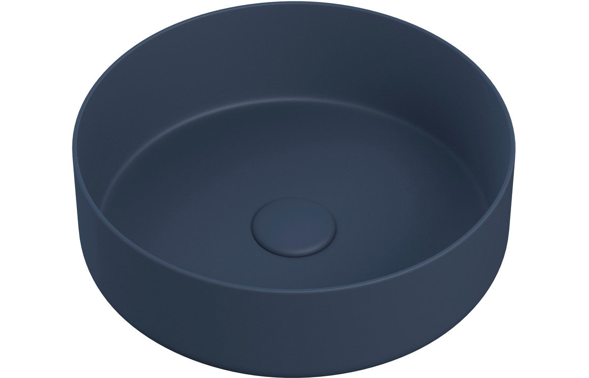 Orpheus 355mm Ceramic Round Washbowl & Waste - Matt Deep Blue