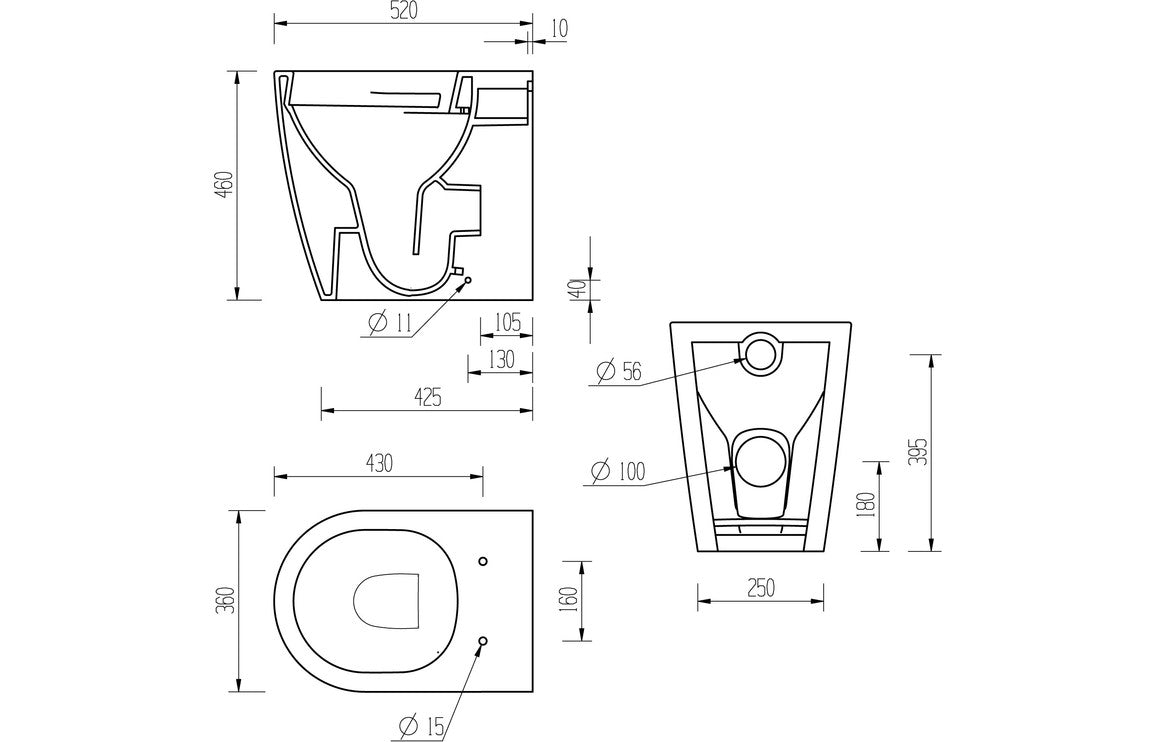 Cresida Rimless Back To Wall Comfort Height WC & Soft Close Seat