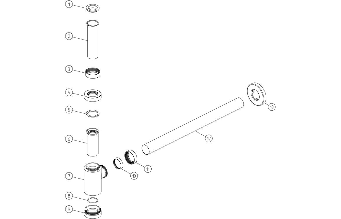 Modern Bottle Trap Extension & Flange - Chrome