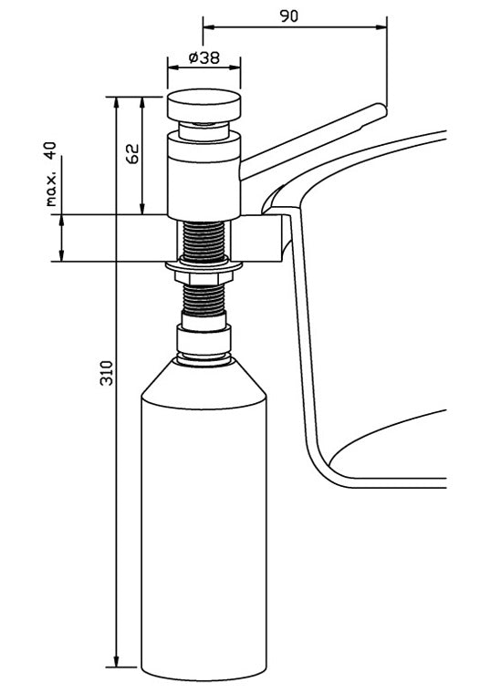 Dolphin Counter Mounted Soap Dispenser 63mm drawing