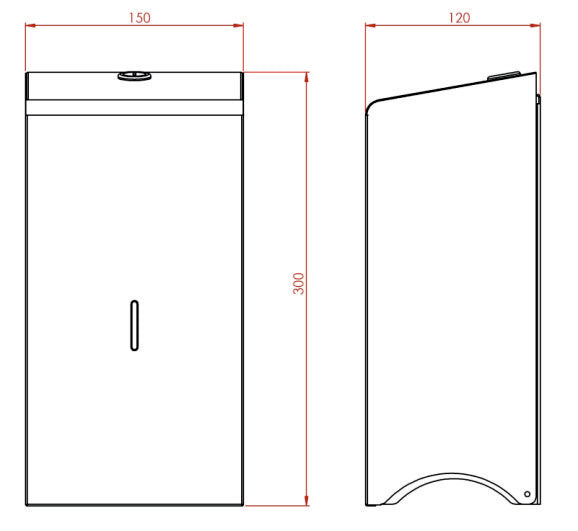 Synergise Brushed Stainless 2-Roll Corematic Dispenser Drawing