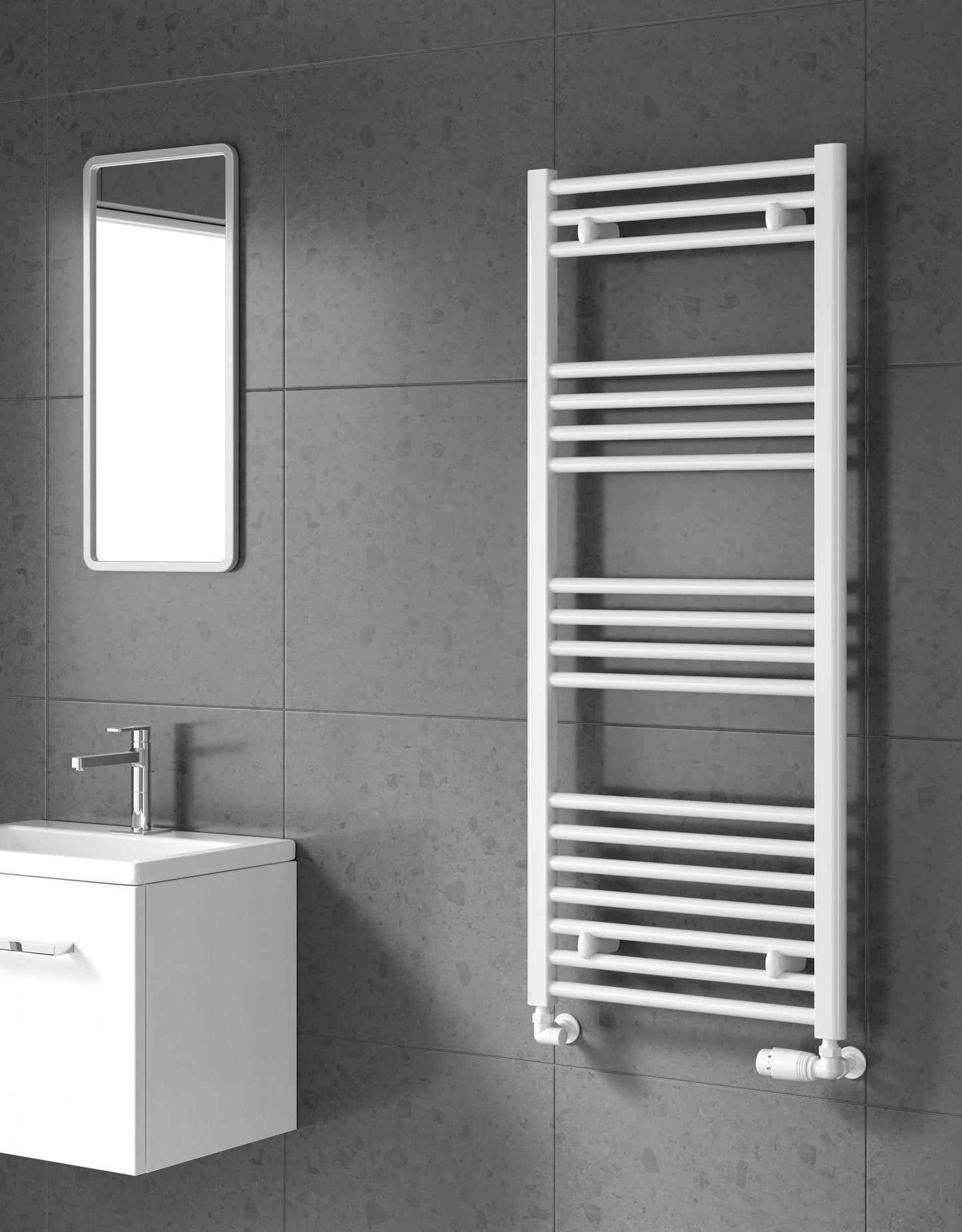 Reina Capo Flat Mild Steel Heated Towel Rail White