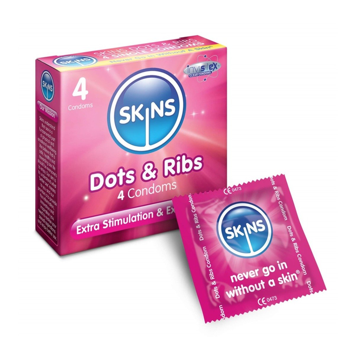 Skins Condoms Dots & Ribs 4 Condom Pack