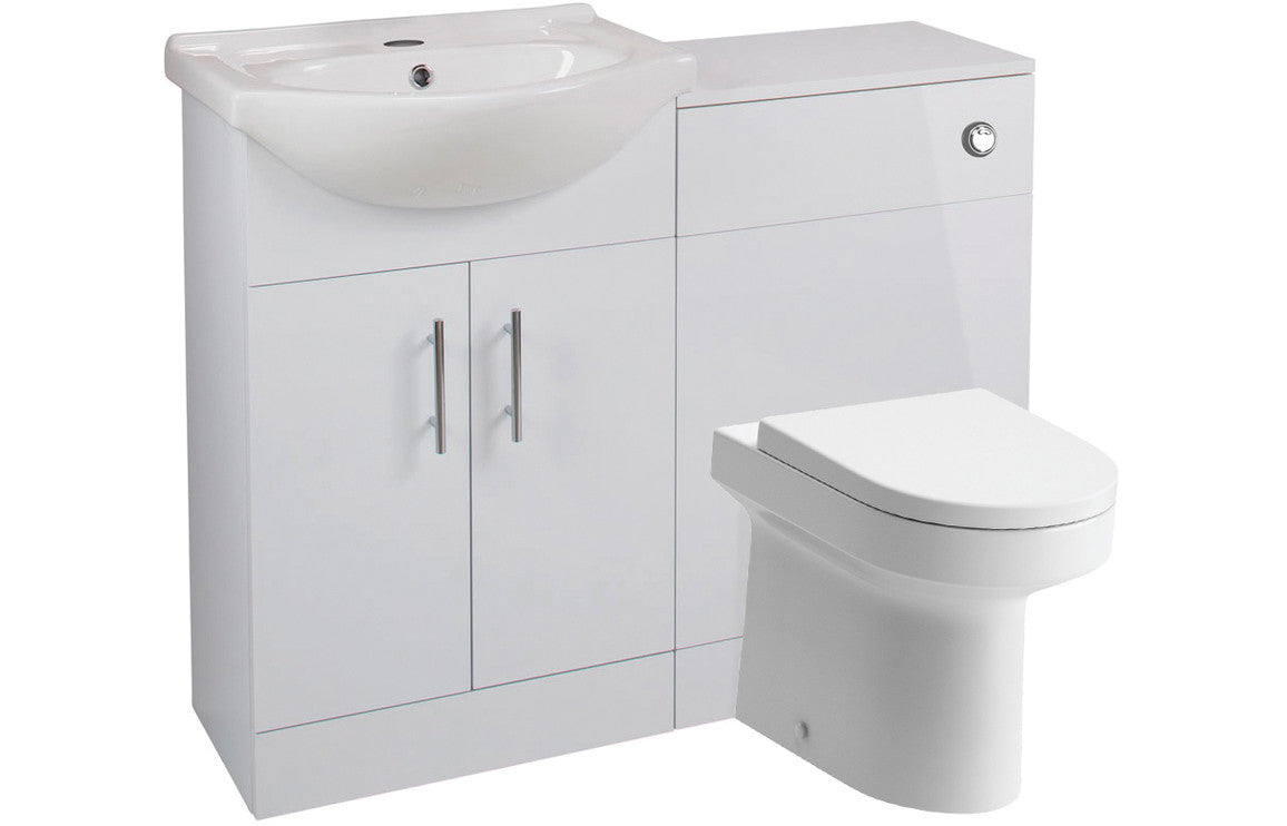 Zosma 650mm Basin Unit & WC Unit Pack - White Gloss