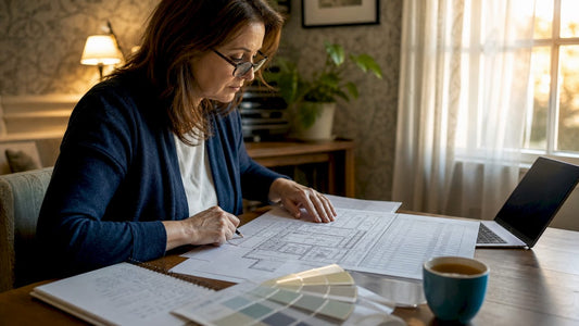 Homeowner reviewing UK bathroom renovation plans