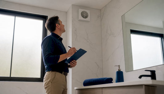 Inspector checking bathroom ventilation fan
