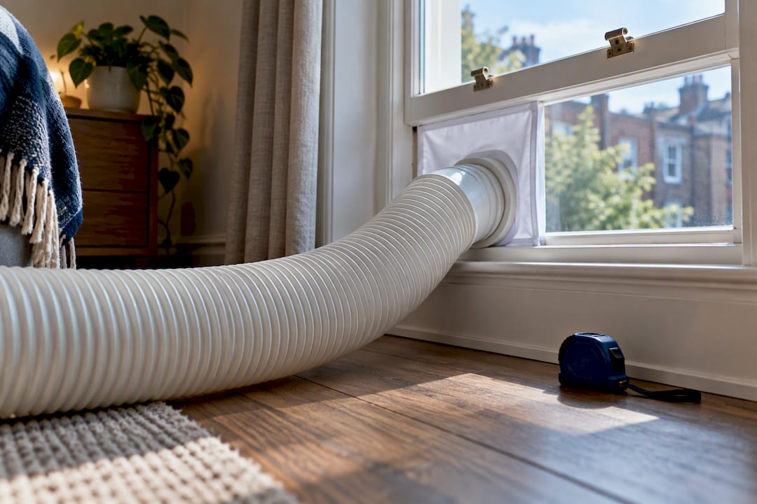 Short AC hose run beside UK window