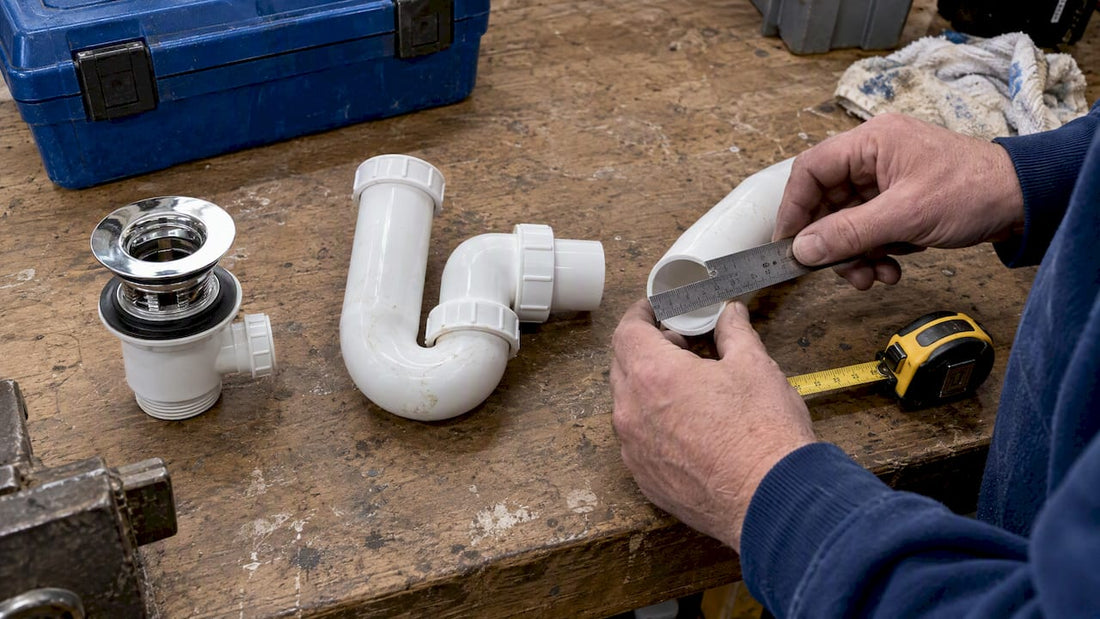 Installer measuring basin waste pipe fittings