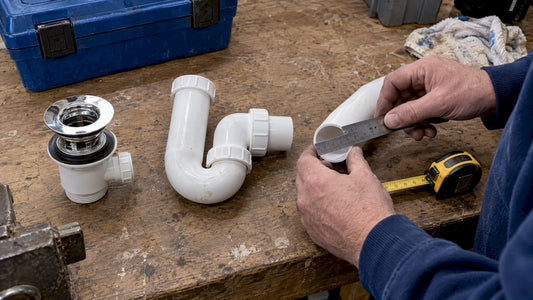 Installer measuring basin waste pipe fittings