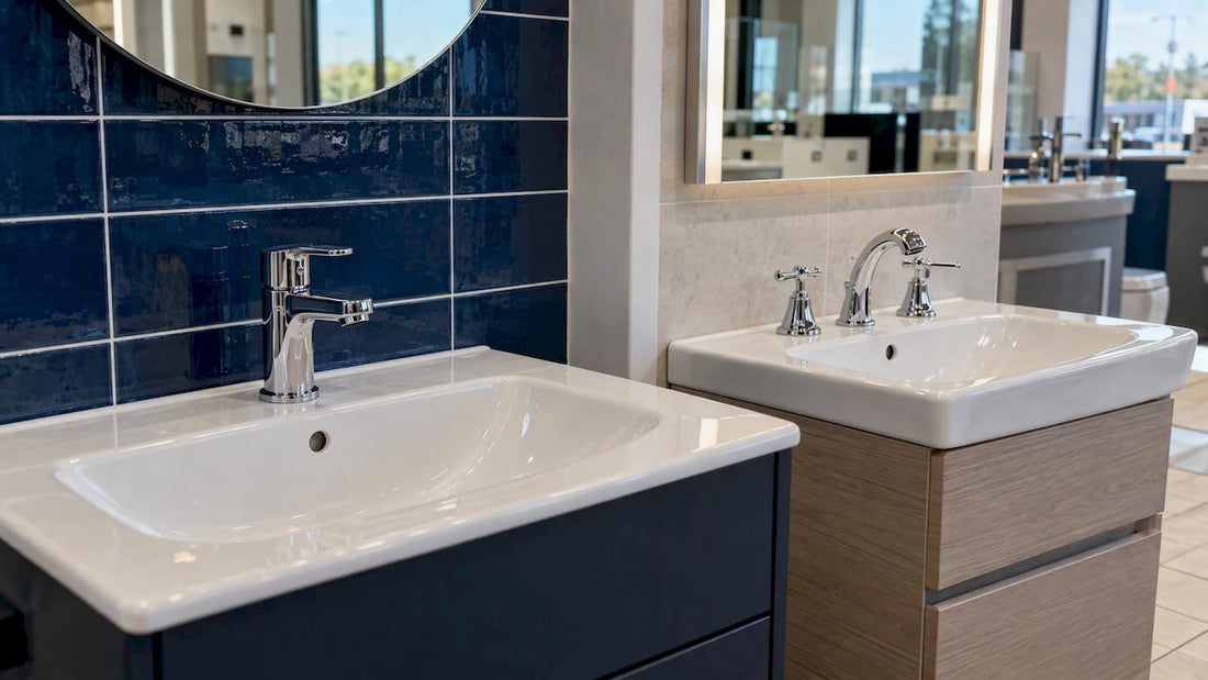 Monobloc and separate mixer taps on basins