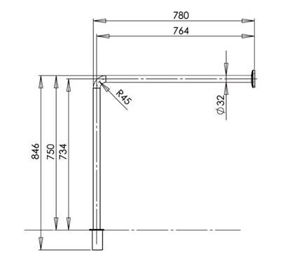 MediQo Wall-to-Floor Grab Rail 90 Degree, 12655MM