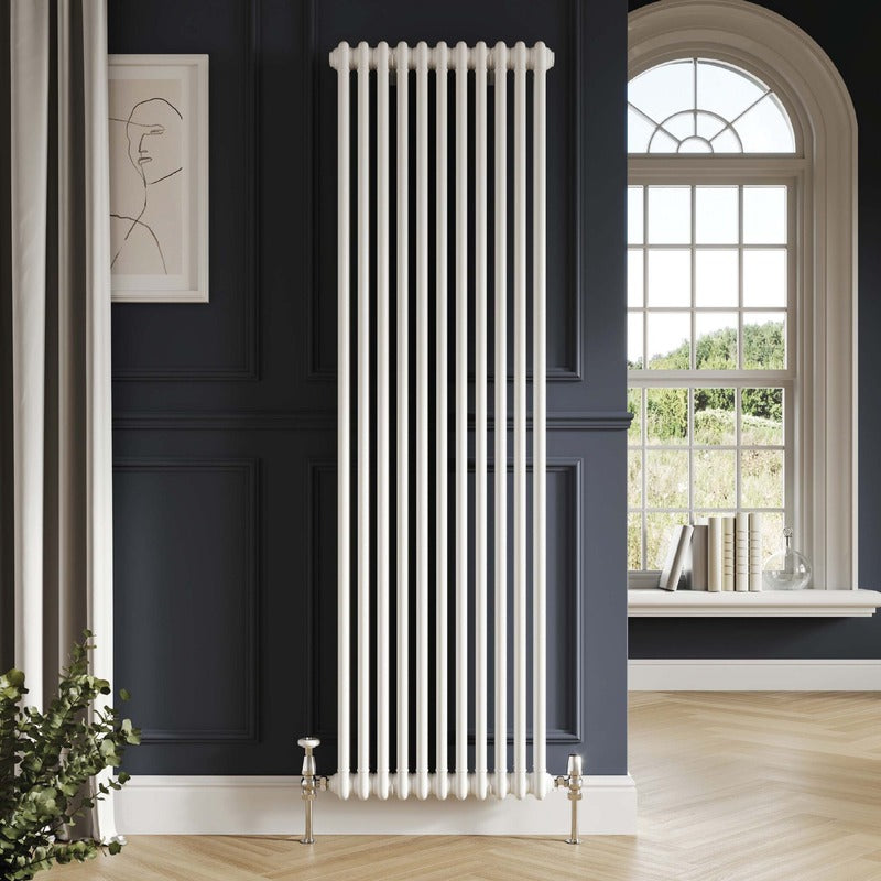 2 Column Vertical Designer Radiator 1800mm 
White