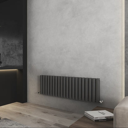 Nirvana Designer Shorter Height Horizontal Radiator
Anthracite 
Angled 