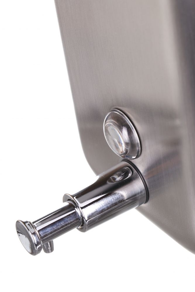 Platinum Vertical Soap Dispenser Brushed Satin Button