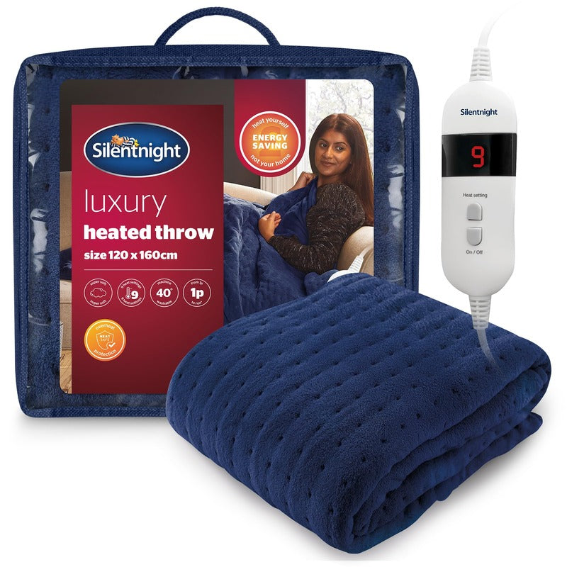 Silentnight Luxury Heated Throw Navy