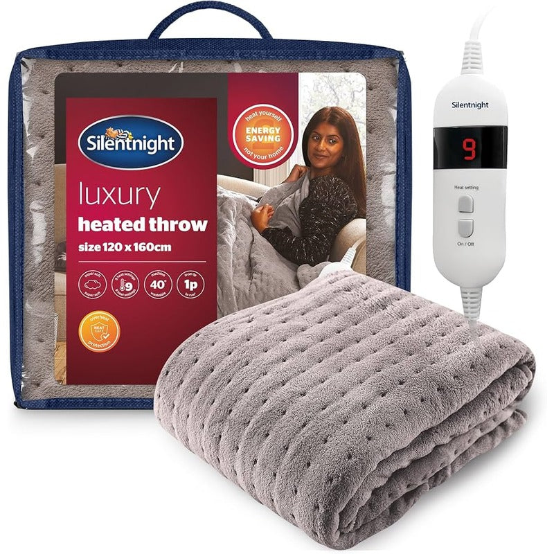 Silentnight Luxury Heated Throw Grey