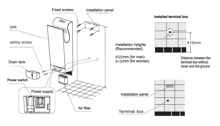 Blade Hand Dryer Installation Instructions 