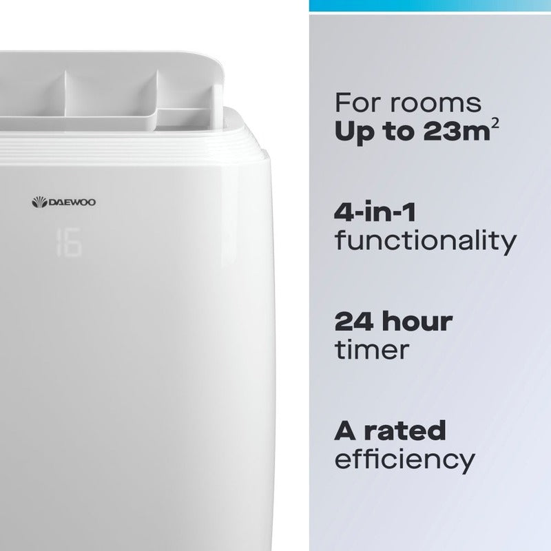 Daewoo 4-in-1 Portable Air Conditioner with Heater, Dehumidifier & Fan 12000 BTU