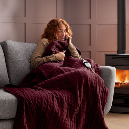 Silentnight Luxury Heated Throw Berry