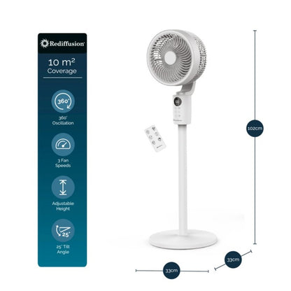Rediffusion Air360 Oscillating Fan White