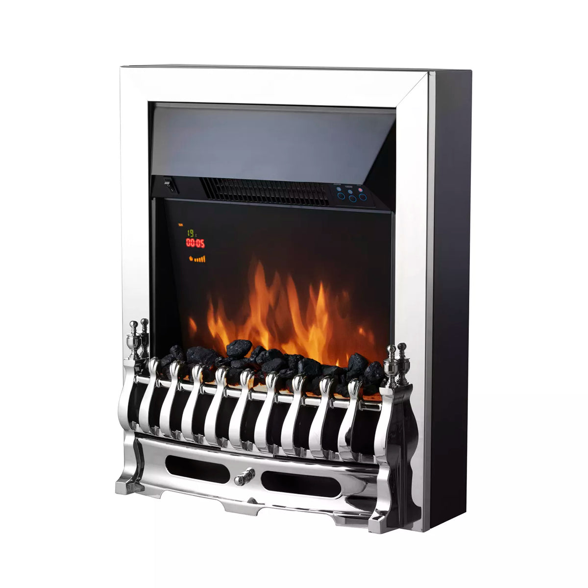 Warmlite Whitby 2kW Inset Electric Fire Chrome with Remote Control