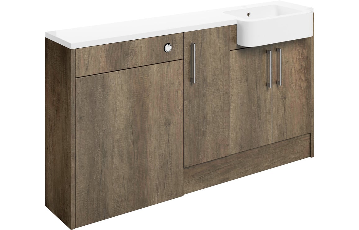 Atlas 1542mm Basin  WC & 1 Door Unit Pack (LH) - Nebraska Oak
