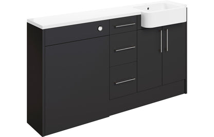Atlas 1542mm Basin  WC & 3 Drawer Unit Pack (RH) - Matt Graphite Grey
