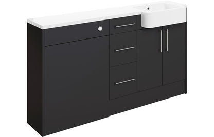 Atlas 1542mm Basin  WC & 3 Drawer Unit Pack (LH) - Matt Graphite Grey
