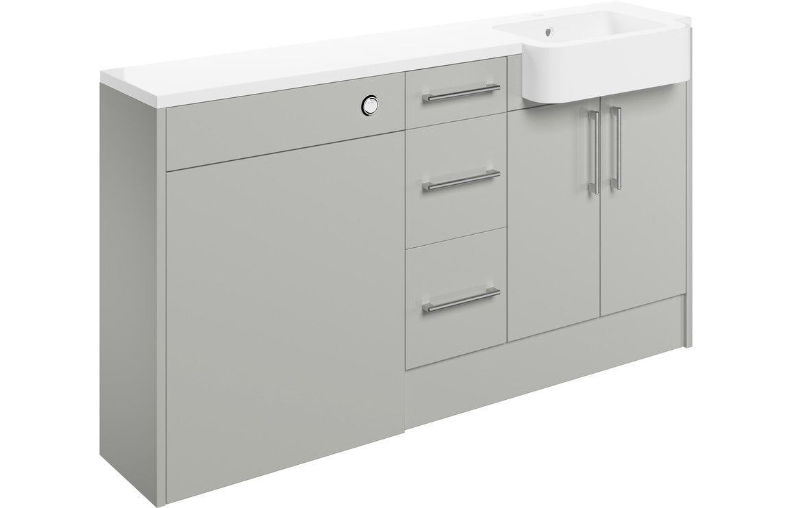 Atlas 1542mm Basin  WC & 3 Drawer Unit Pack (RH) - Light Grey Gloss