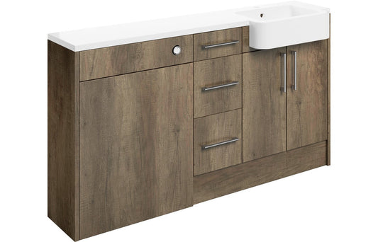 Atlas 1542mm Basin  WC & 3 Drawer Unit Pack (LH) - Nebraska Oak