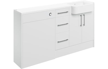 Atlas 1542mm Basin  WC & 3 Drawer Unit Pack (LH) - White Gloss