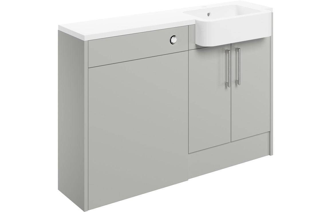 Atlas 1242mm Basin & WC Unit Pack (RH) - Light Grey Gloss