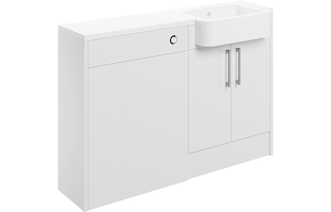 Atlas 1242mm Basin & WC Unit Pack (RH) - White Gloss
