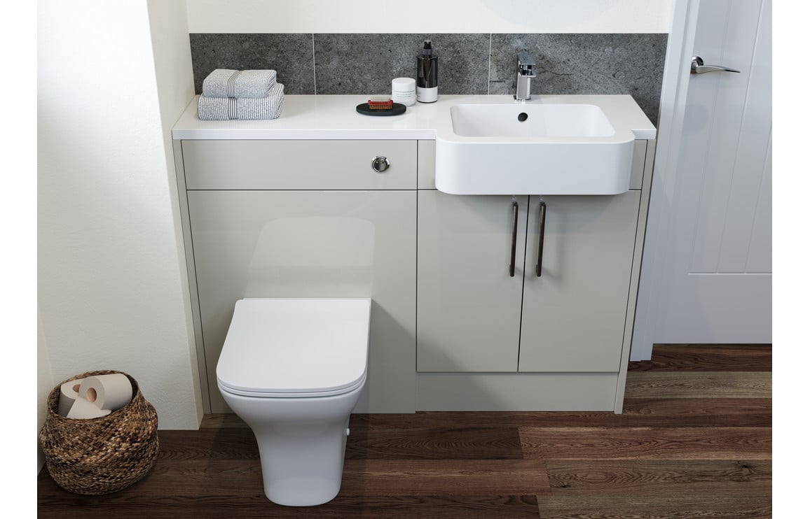 Atlas 1542mm Basin  WC & 1 Door Unit Pack (LH) - Light Grey Gloss