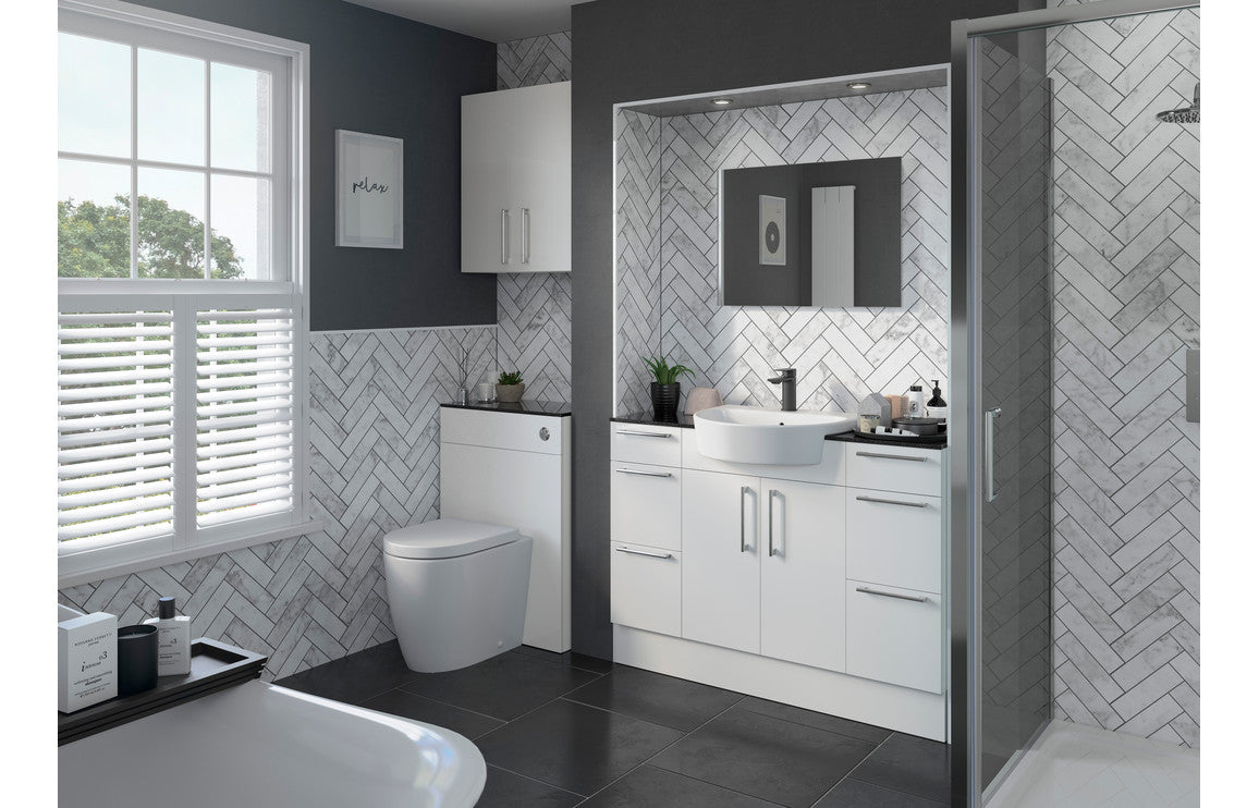 Atlas 1242mm Basin & WC Unit Pack (RH) - White Gloss