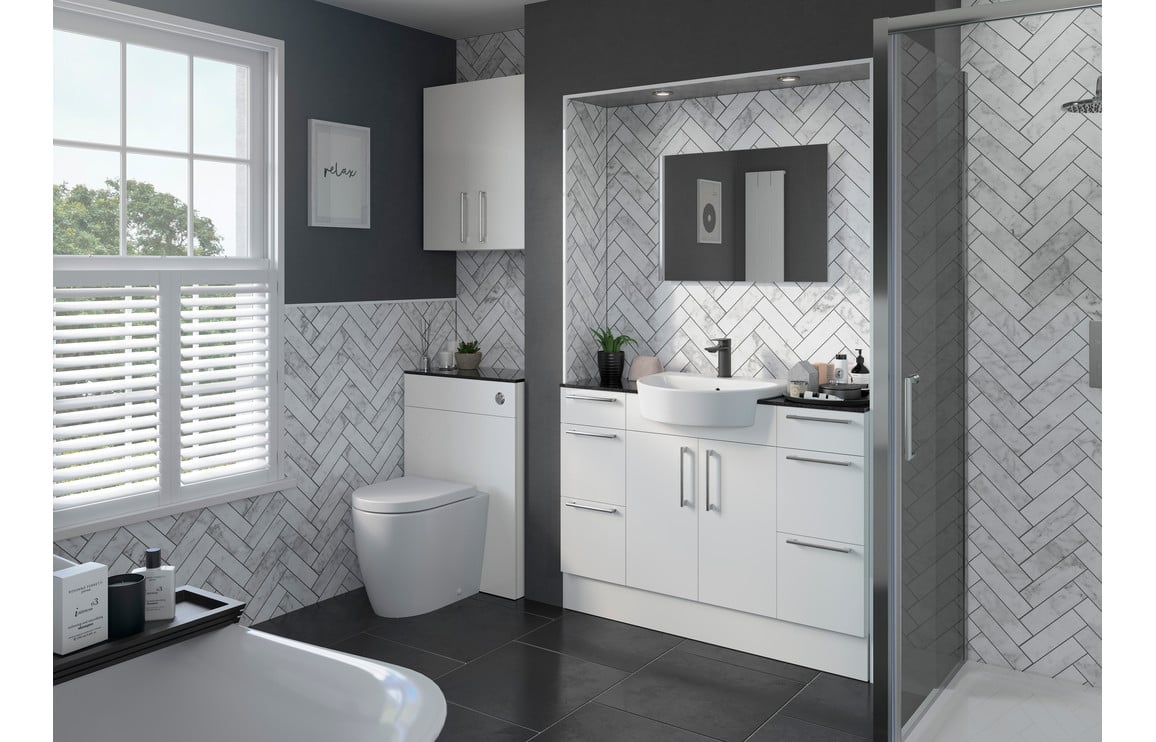 Atlas 300mm 2 Door Tall Unit - White Gloss