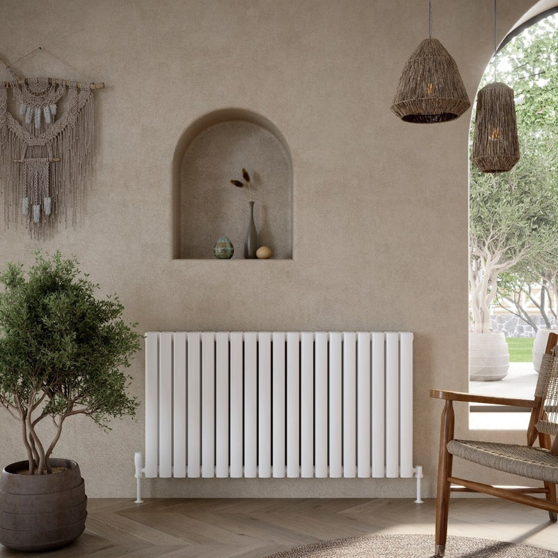 Apex Horizontal Double Radiator 
White