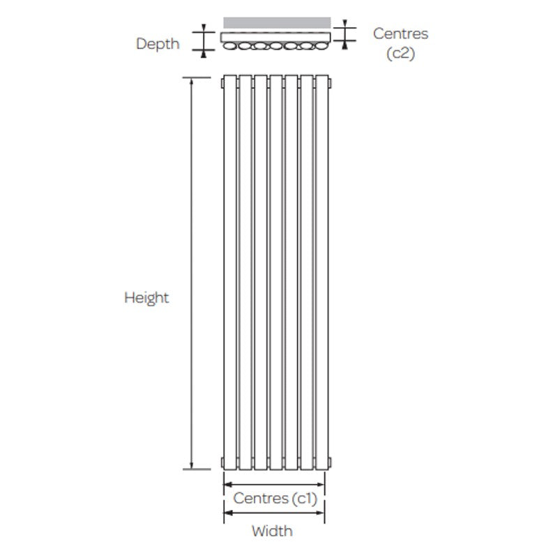 Kartell Aspen Vertical Double Panel Radiator White
technical drawing
