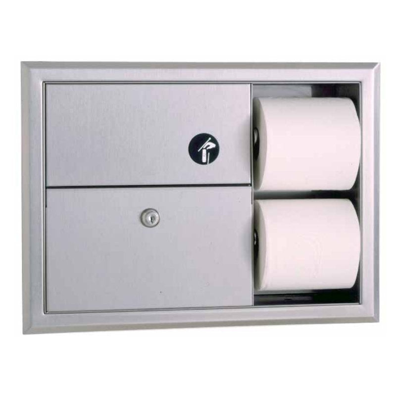 Bobrick Sanitary Bin with Double Toilet Roll Holder, b-3094