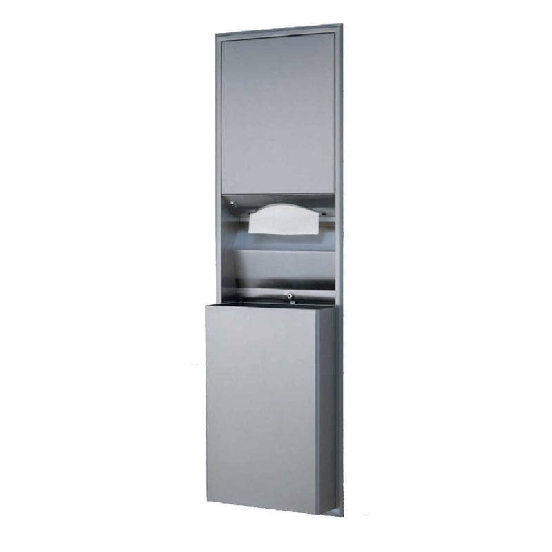 Semi-Recessed Paper Towel Dispenser & waste Receptacle