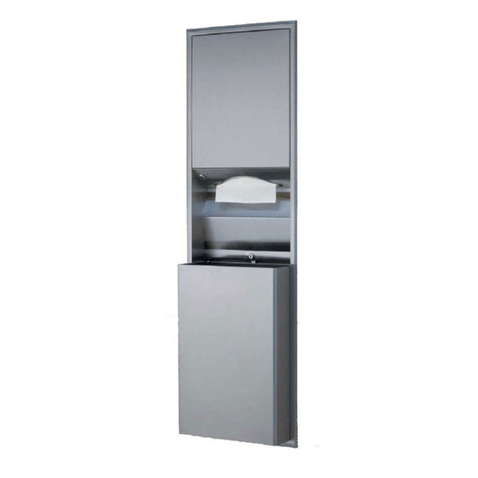 Semi-Recessed Paper Towel Dispenser & waste Receptacle