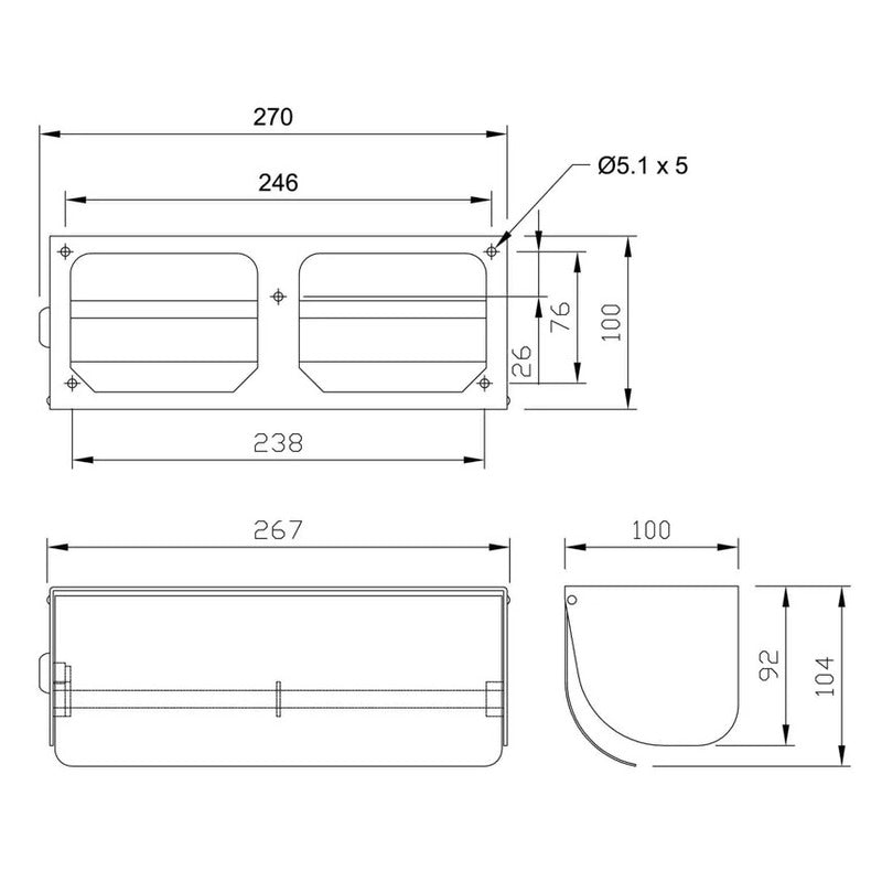 Dolphin Double Stainless Steel Lockable Toilet Paper Dispenser
technical