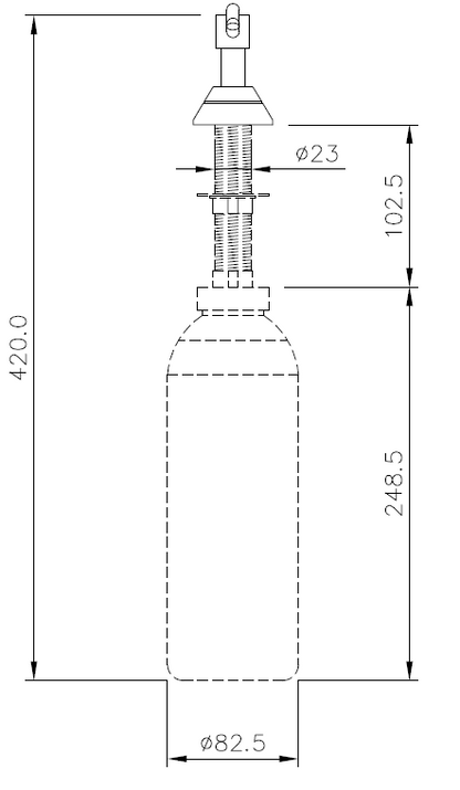 Dolphin Vanity Top 100mm Spout Soap Dispenser Drawing
