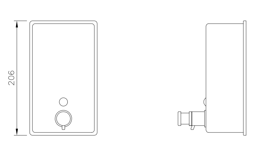 Dolphin 1200ml White Metal Vertical Soap Dispenser Drawing
